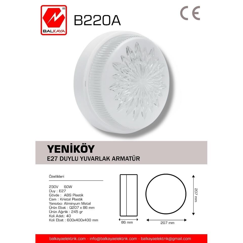 Balkaya Elektrik Tavan Glop Armatür