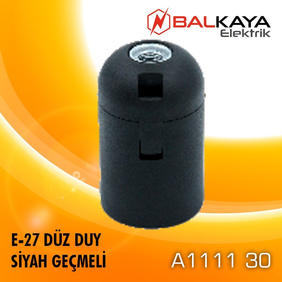 E27 Düz Duy Siyah Geçmeli-A1111 30