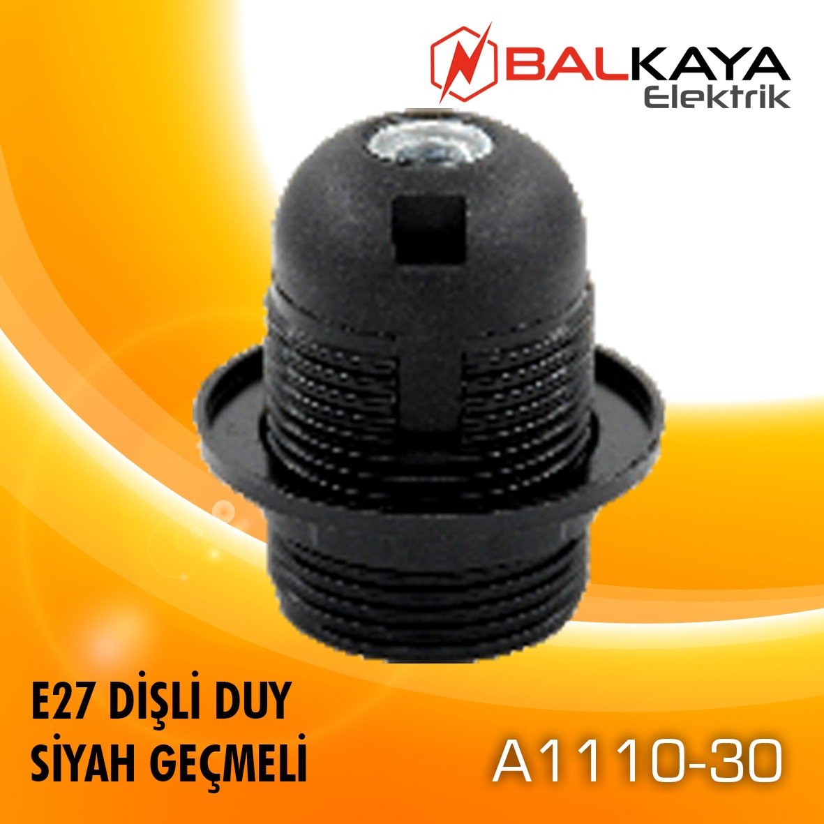 E27 Dişli Duy Siyah Geçmeli