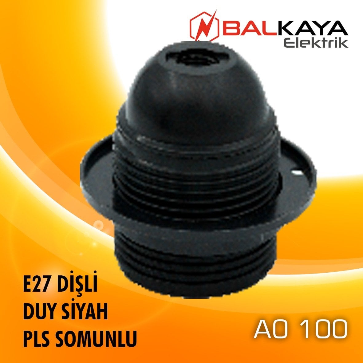 E27 Dişli Duy Siyah Pls Somunlu