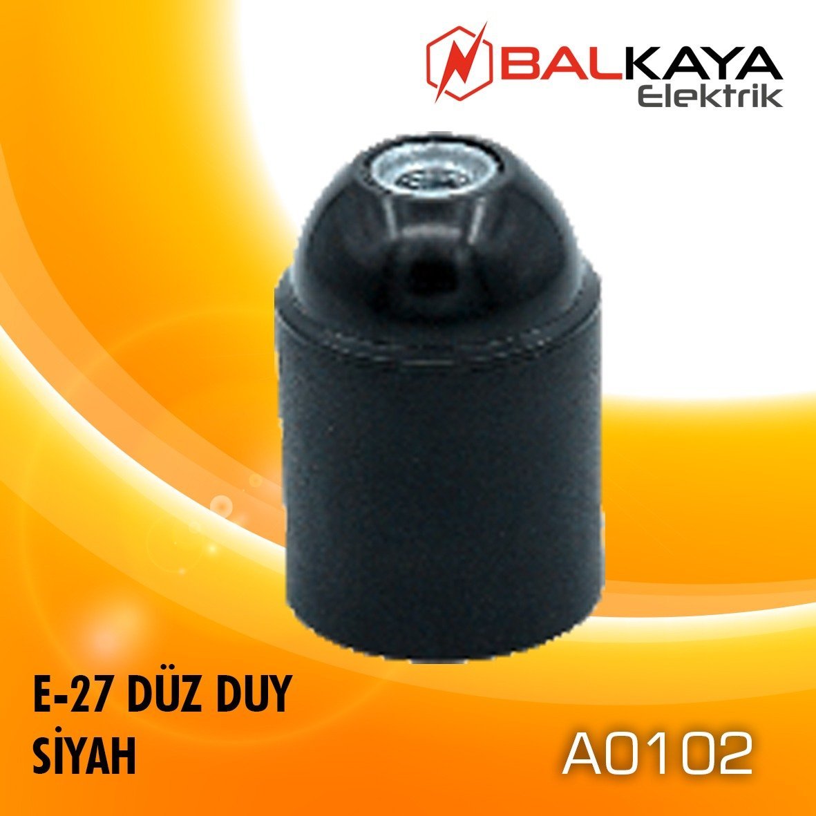 E27 Düz Duy Siyah-A0102