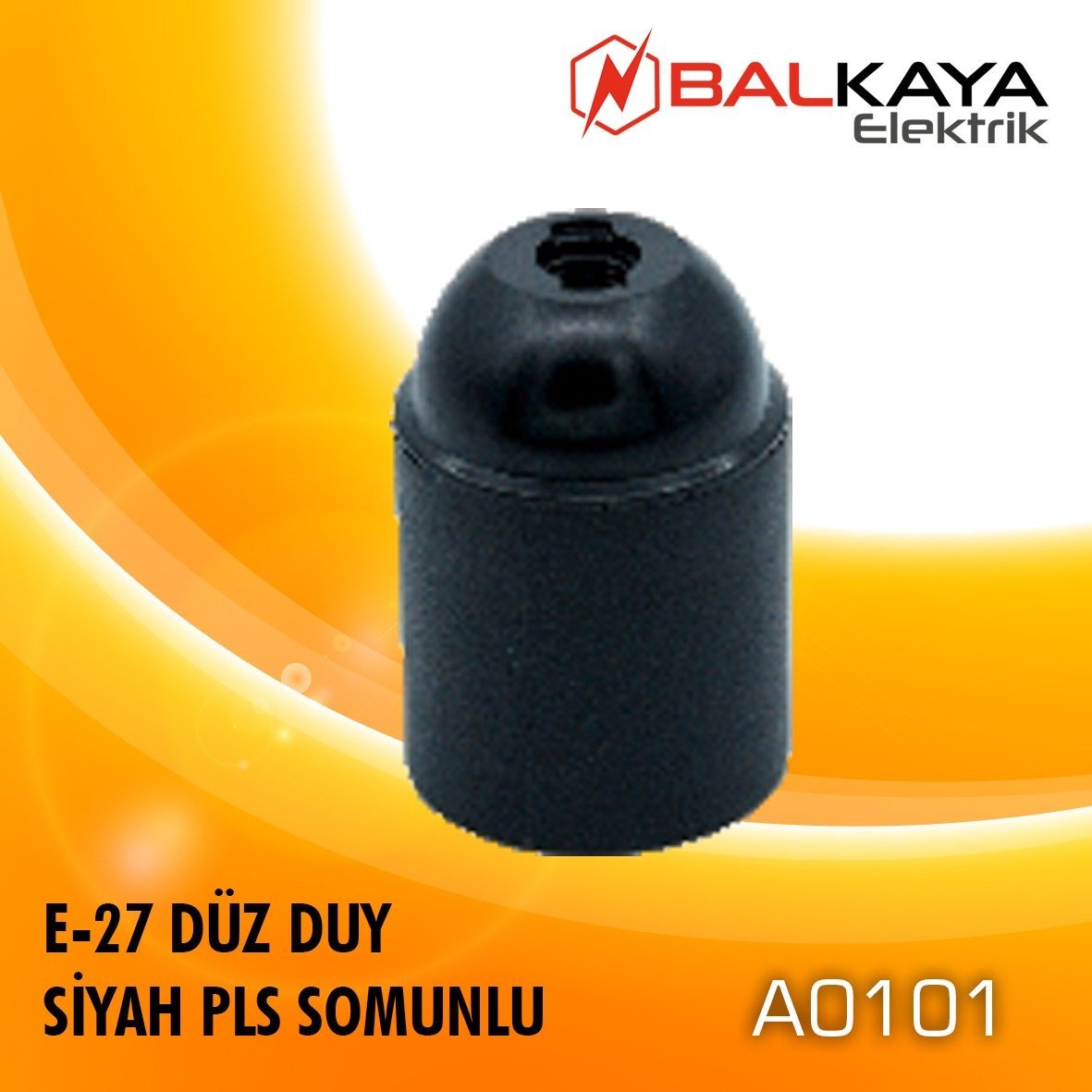 E27 Düz Duy Siyah Pls Somunlu-A0101