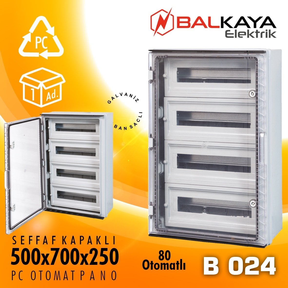 ABS Otomat Pano-Pako Opak Kapaklı 500x700x250-B024