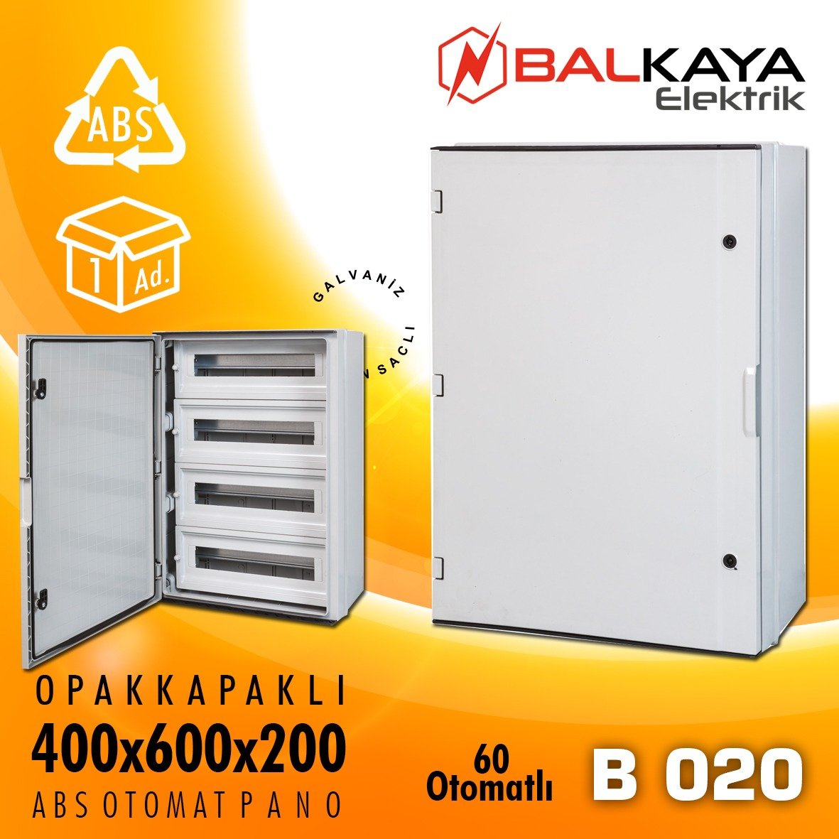 ABS Otomat Pano-Pako Opak Kapaklı 400x600x200-B020