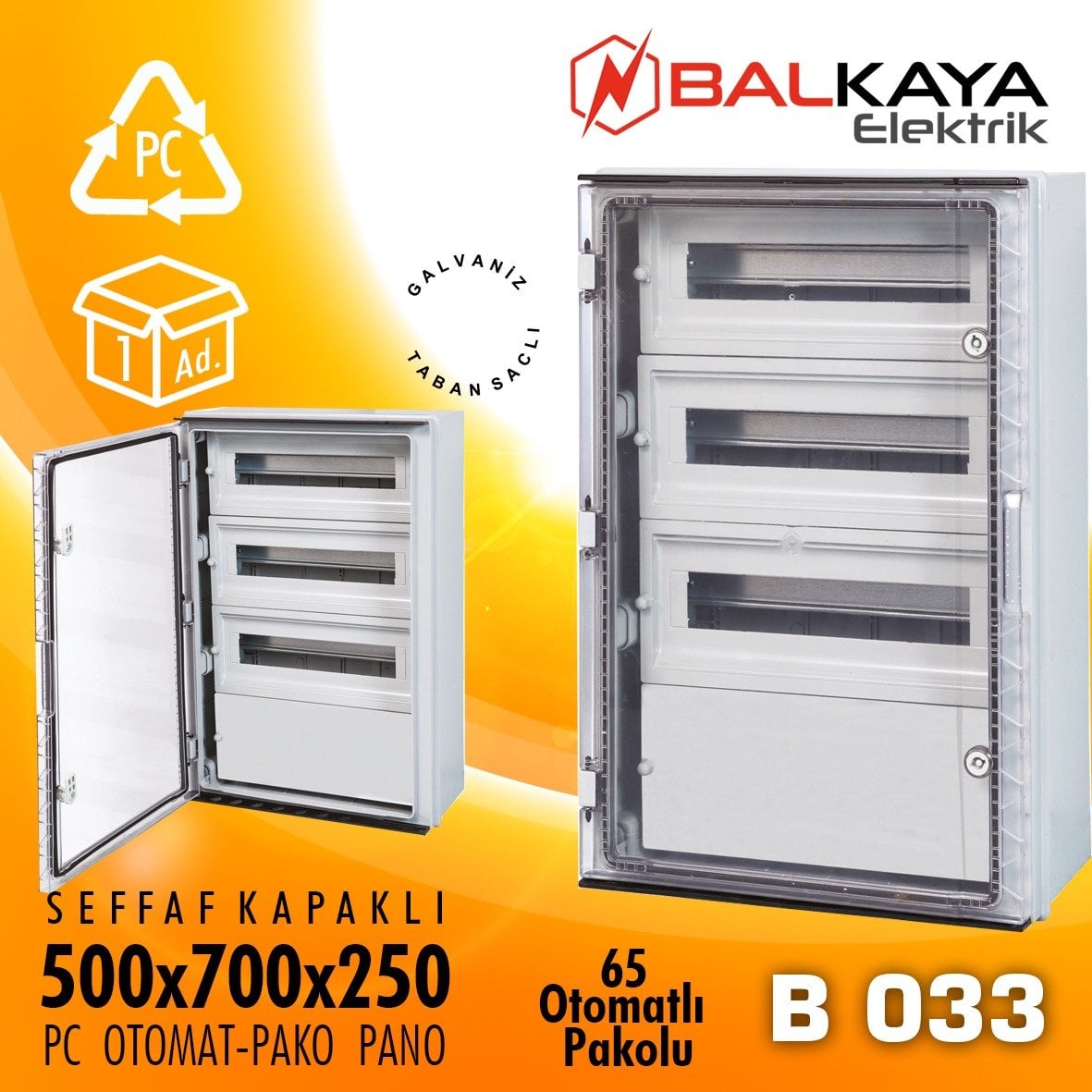 ABS Otomat Pano-Pako Opak Kapaklı 500x700x250-B033