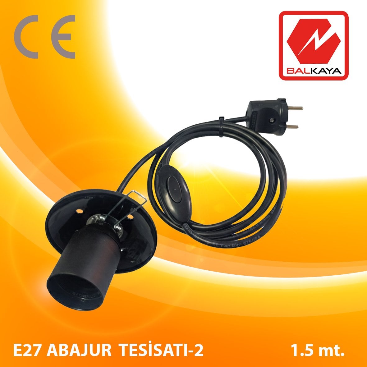 E27 Abajur Tesisatı – Ara Anahtarlı Fişli – 1,5 Metre