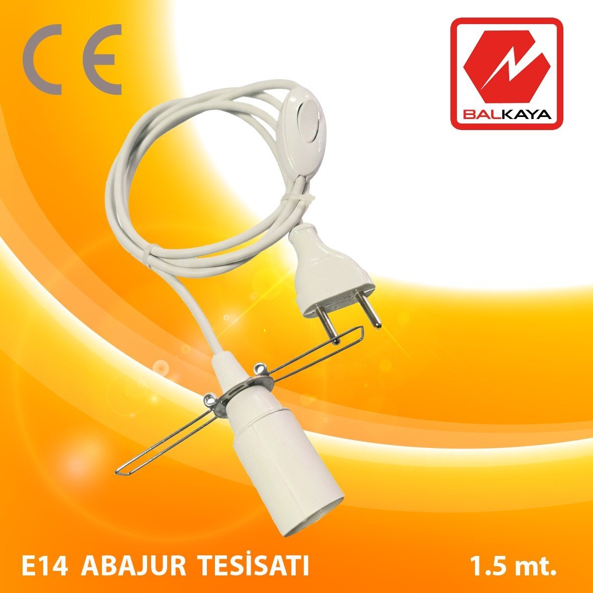 E14 Abajur Tesisatı – Ara Anahtarlı Fişli – 1,5 Metre