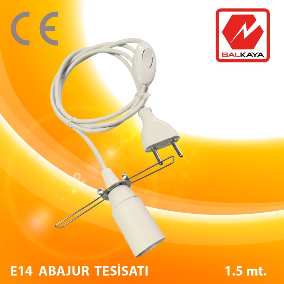 E14 Abajur Tesisatı – Ara Anahtarlı Fişli – 1,5 Metre