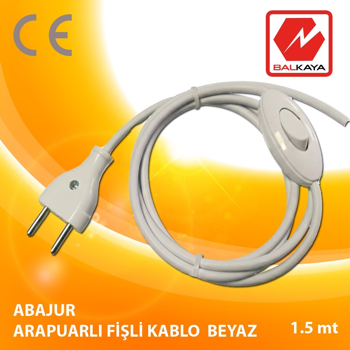Abajur Arapuarlı Fişli Kablo – Beyaz – 1,5 Metre