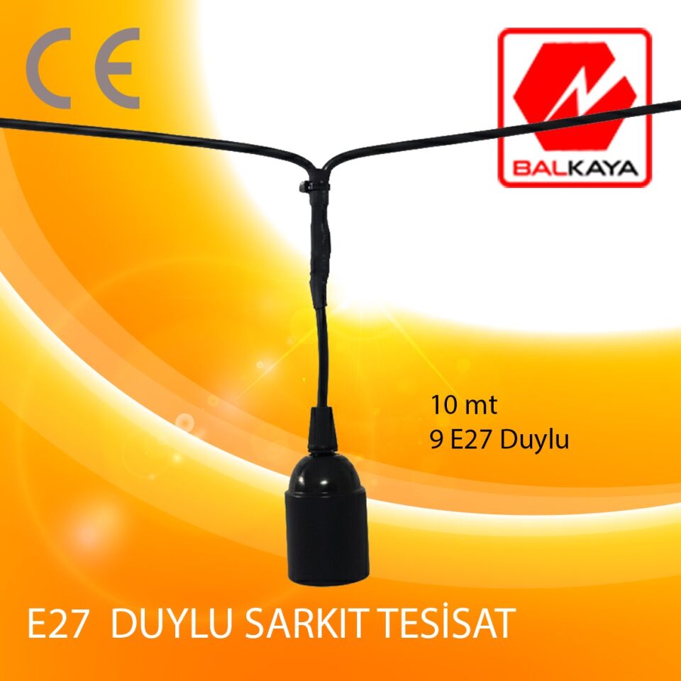 E27 Duylu Sarkıt Tesisat – 10 Metre – 9 E27 Duylu