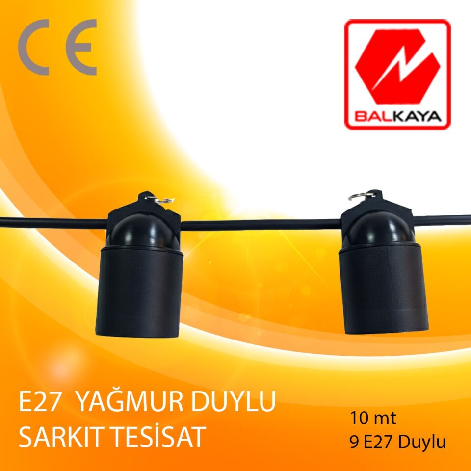 E27 Yağmur Duyulu Sarkıt Tesisat – 9’lu – 10 Metre